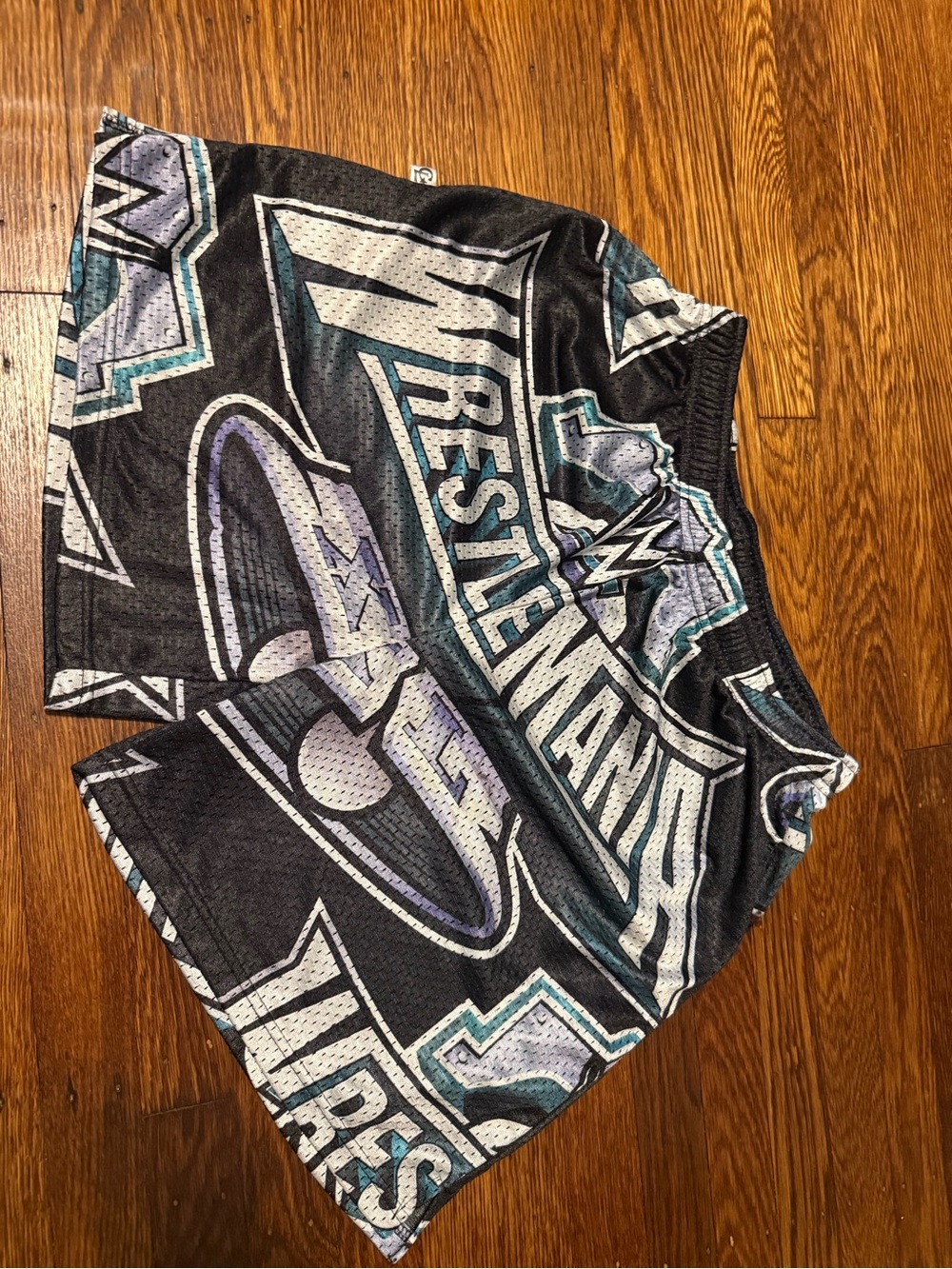 Chalk Line WWE WrestleMania 40 Mesh Shorts Size L Black White Teal